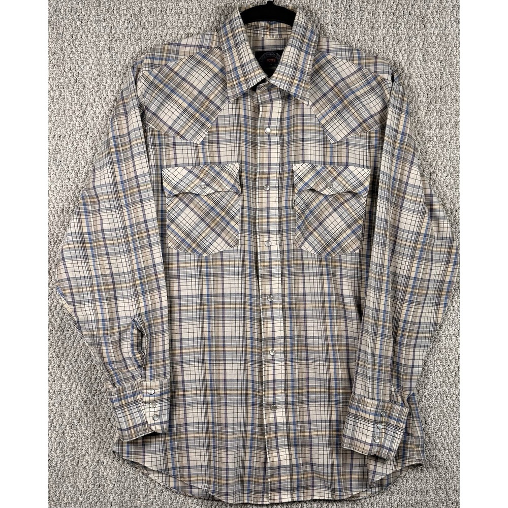 Levi's Western Pearl Snap Plaid Shirt Cowboy Ranch Rodeo Men's M